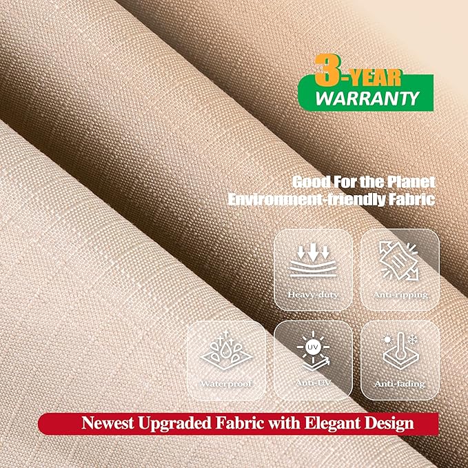 F&J Outdoors Patio Furniture Covers, Waterproof UV Resistant for Table & Chairs Set, Beige, 62"x42"