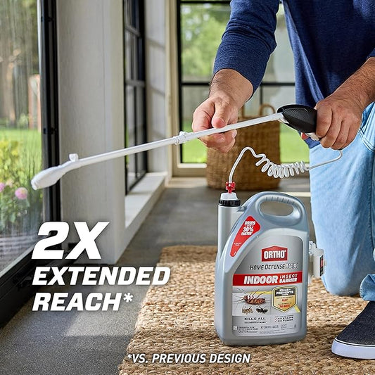 Ortho Home Defense Max Indoor Insect Barrier: With Extended Reach Comfort Wand, Pest Control, No Stains, Starts to Kill Ants, Roaches, Spiders, Fleas and Ticks Fast, 1 gal