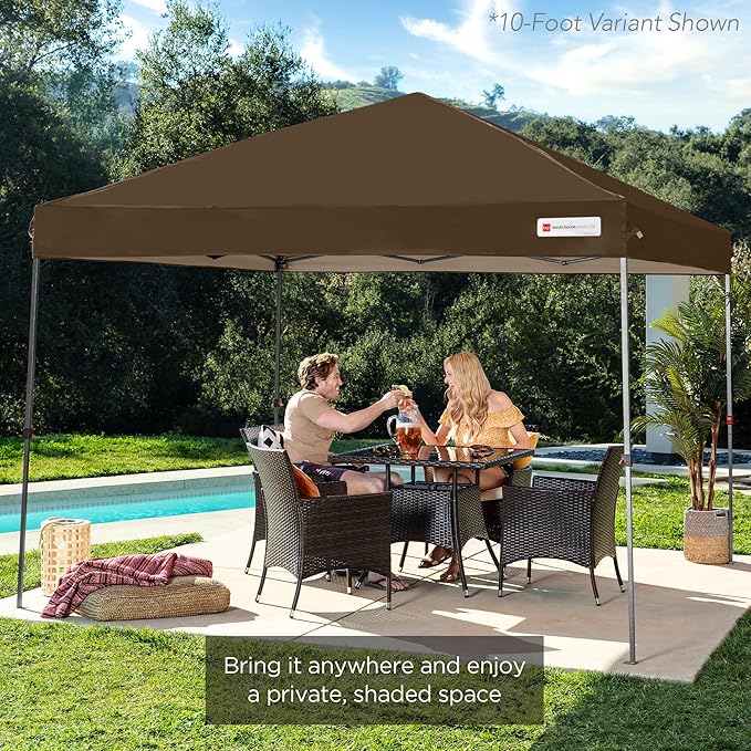 Best Choice Products 8x8ft 1-Person Setup Pop Up Canopy Tent Instant Portable Shelter w/ 1-Button Push, Case, 4 Weight Bags - Brown