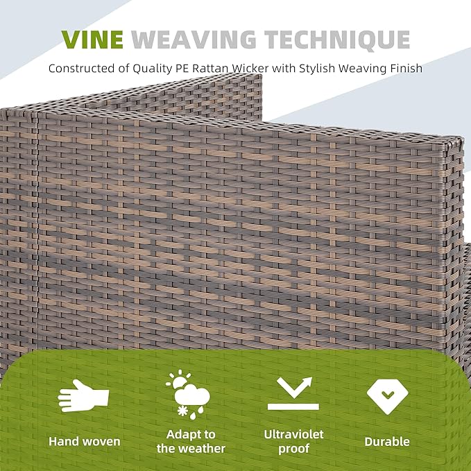 7/8-Piece Patio Conversation Set with Fire Pit Table, Outdoor All-Weather Rattan Sofa Sectional, Handwoven Wicker Furniture for Backyard, Easy Assembly & Weather-Resistant Design