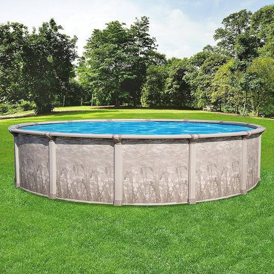 In The Swim 24' Round Above Ground Swimming Pool - Marina Package - Featuring: Sand Filter, Pump System and A-Frame Ladder