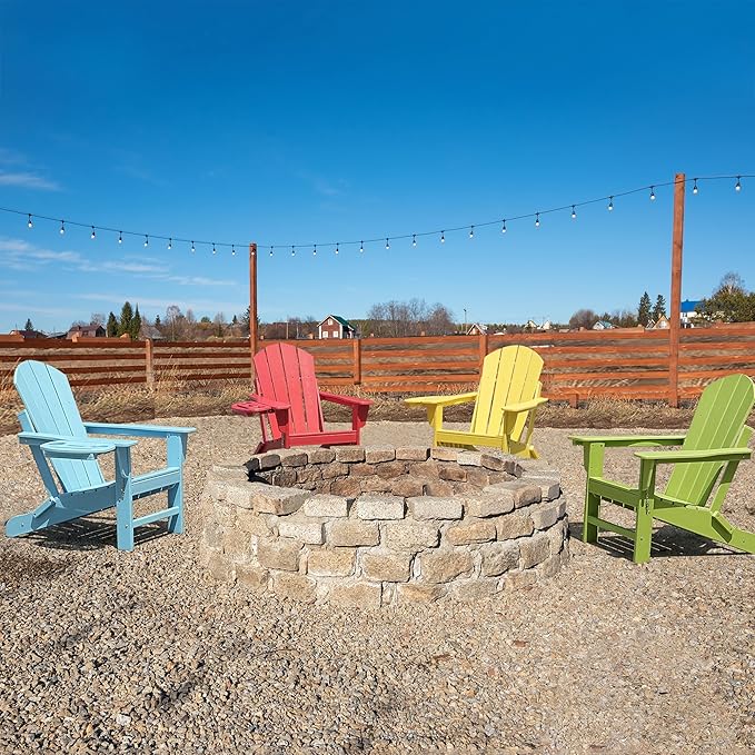 Adirondack Chair, HDPE Folding Adirondack Chair with Multifunctional Cup Holder, Weather Resistant Fire Pit Chair for porches, patios, patios, poolsides, Decks.