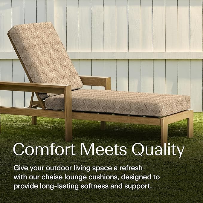 Honeycomb Outdoor Heritage Chaise, 22.5" W x 70" L, Courtyard Geo Chair Cushion for Patio Furniture