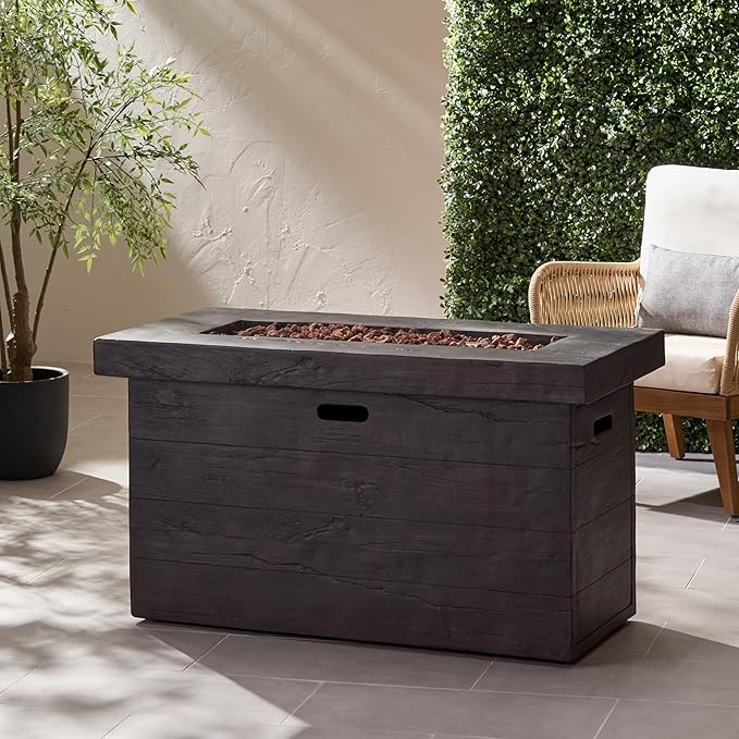 Propane Fire Pit Table, 45 Inch Firepits for Outside, Rectangular Gas Fire Pit for Outside Patio, Propane Fire Table, 50000BTU, Brown