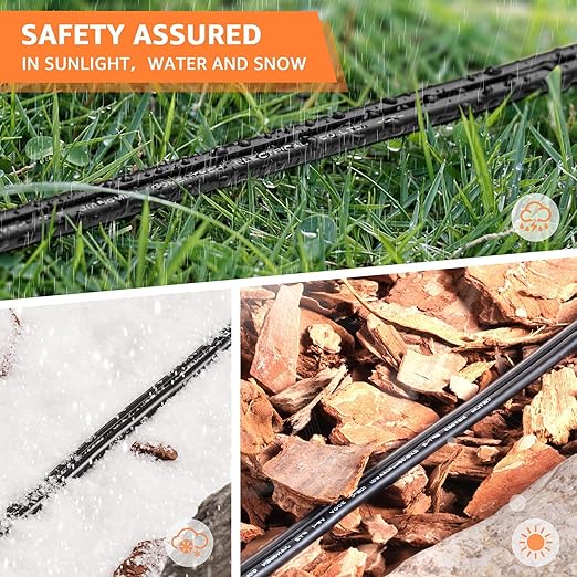 SUNVIE 100FT 14 Gauge Low Voltage Wire 14/2 Low Voltage Landscape Wire, 14 Gauge Stranded Copper Wire Direct Burial Lamp Wire 14 AWG 2 Conductor Electric Wire for Landscape Lighting, ETL Listed