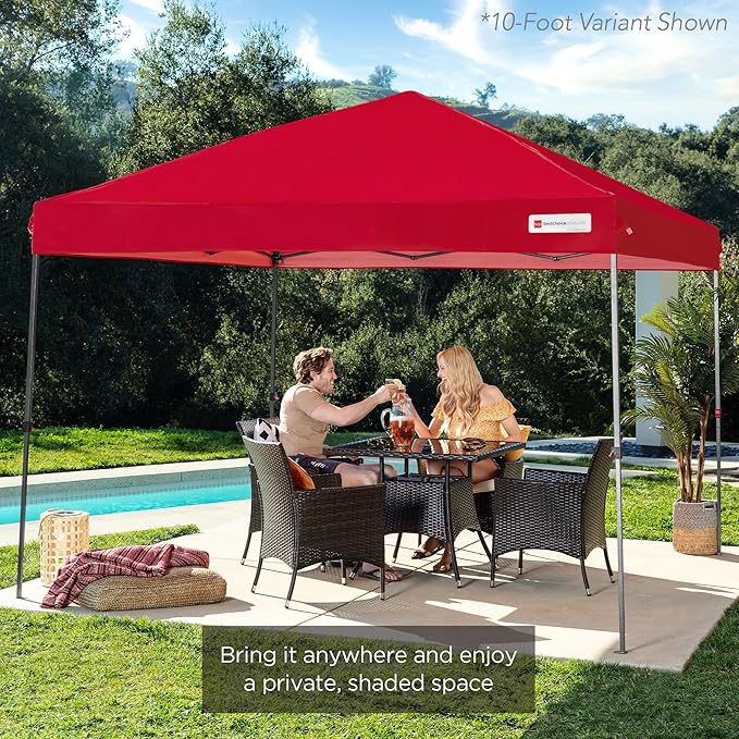 Best Choice Products 8x8ft 1-Person Setup Pop Up Canopy Tent Instant Portable Shelter w/ 1-Button Push, Case, 4 Weight Bags - Red