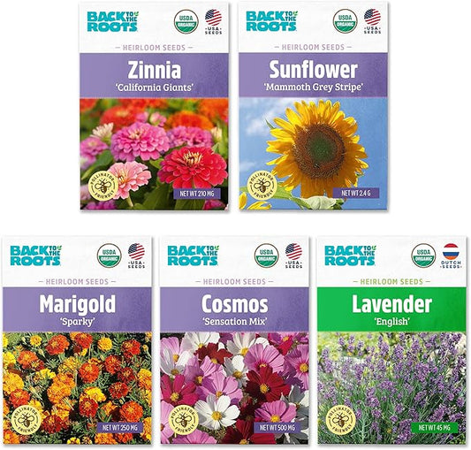 Back to The Roots Organic Flowers Seeds Variety (5-Pack)