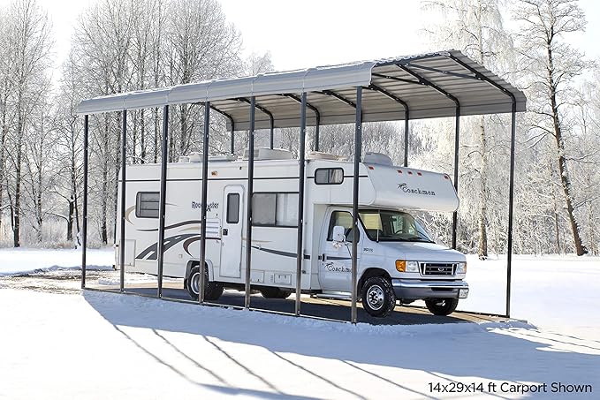 Arrow Carports Galvanized Steel Carport, RV Metal Carport Kit, 14' x 51' x 14', Eggshell