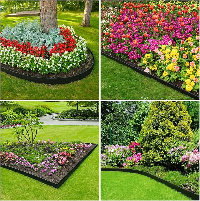 MIXC 66ft, 1.5in Tall Landscape Edging Kit with 100 Spikes, No-Dig Flexible Plastic Edge Border for Landscaping, Lawn, Garden, Flower Beds, Yard, Paver, Playground, Fence, Pathway,2pack,33ft Each