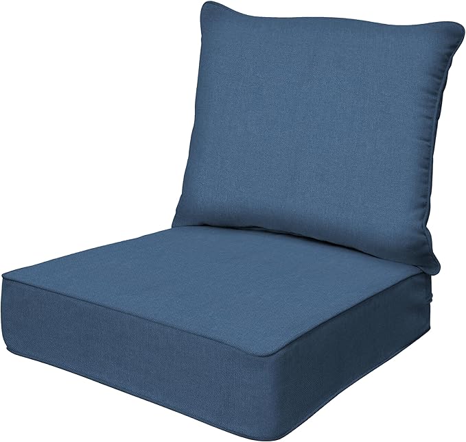 Honeycomb Outdoor Heritage Deep Seat, 24 x 23, Textured Solid Pacific Blue Chair Cushion for Patio Furniture