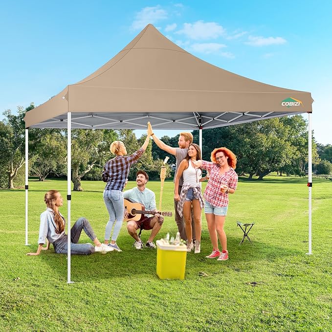 COBIZI 10x10 Pop Up Canopy with 4 Sidewalls, Pop up Tent 10x10 for Parties, Backyard, Commercial, Waterproof and Portable Instant Shelter UV50+ Ez Outdoor Canopy Gazebo with 4 Sandbags