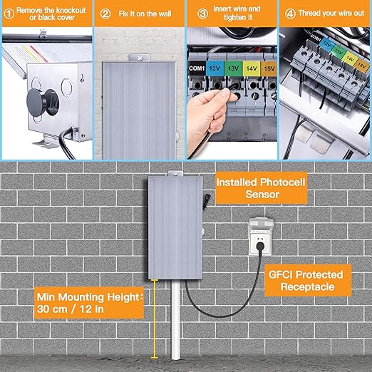 Gardenreet 300W Low Voltage Landscape Lighting Transformer - ETL Listed IP65 Multi-Tap (120V AC to 12V-13V-14V-15V AC) with Mechanical Timer, Stainless Steel Shield for Outdoor, Spotlight, Path Light