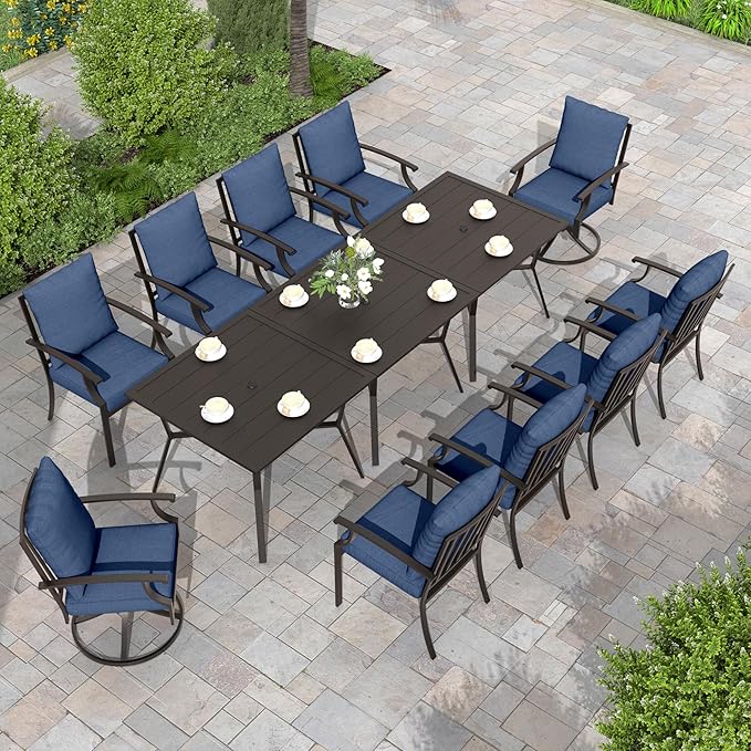 Outdoor Dining Set Patio Dining Table and Chairs Set Outdoor Furniture Set (Dark Blue, 13 Dining Set)