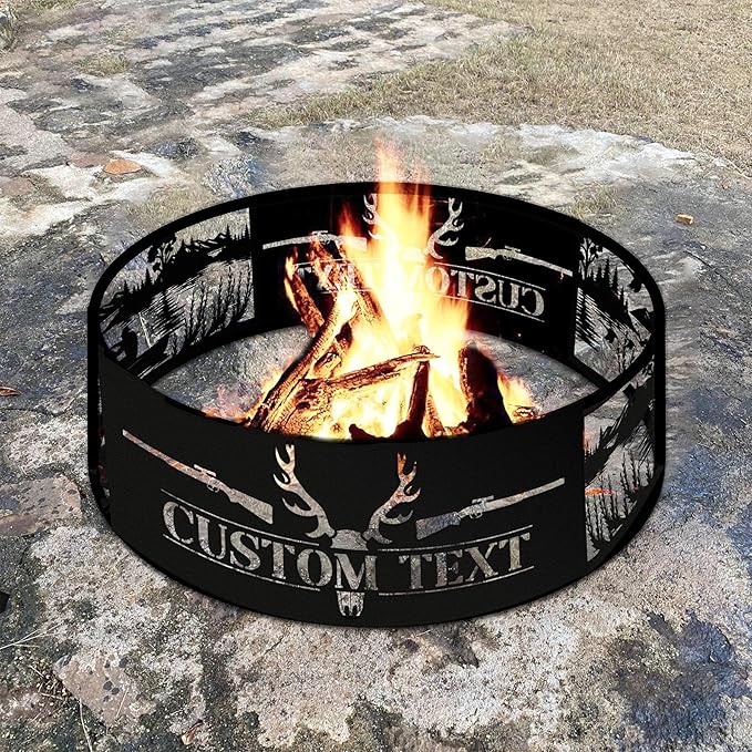 Personalized Reindeer Fire Pit Ring 360 Degree, Outdoor Fireplace, Custom Fire Pits for Outside Wood Burning, Patio Firepit, Camping Bonfire Firepits, BBQ Backyard Garden Decor