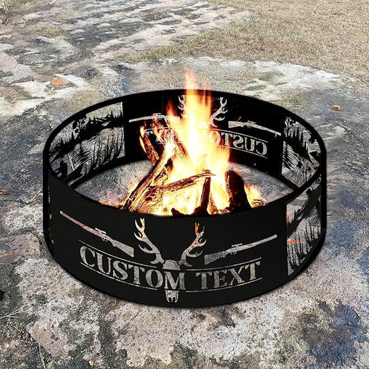 Personalized Reindeer Fire Pit Ring 360 Degree, Outdoor Fireplace, Custom Fire Pits for Outside Wood Burning, Patio Firepit, Camping Bonfire Firepits, BBQ Backyard Garden Decor