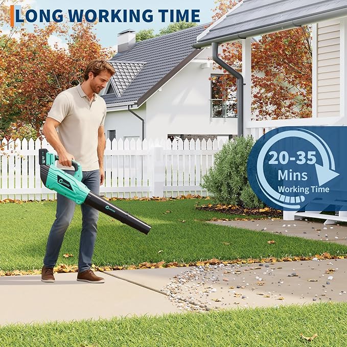 Garvee Leaf Blower Cordless Brushless - 20V Electric Leaf Blower 750CFM 250MPH & 2 Speed Mode, 1 * 4.0Ah Battery Powered, 1*Charger Leaf Blowers for Lawn Care, Blowing Leaves, Patio, Dust