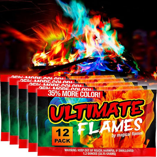 Magical Flames Fire Color Packets (Ultimate 12 Pack), Vibrant Multi-Color Fire for Fire Pits, Campfires, Bonfires & Fireplaces - Camping Essentials & Outdoor Party Accessories