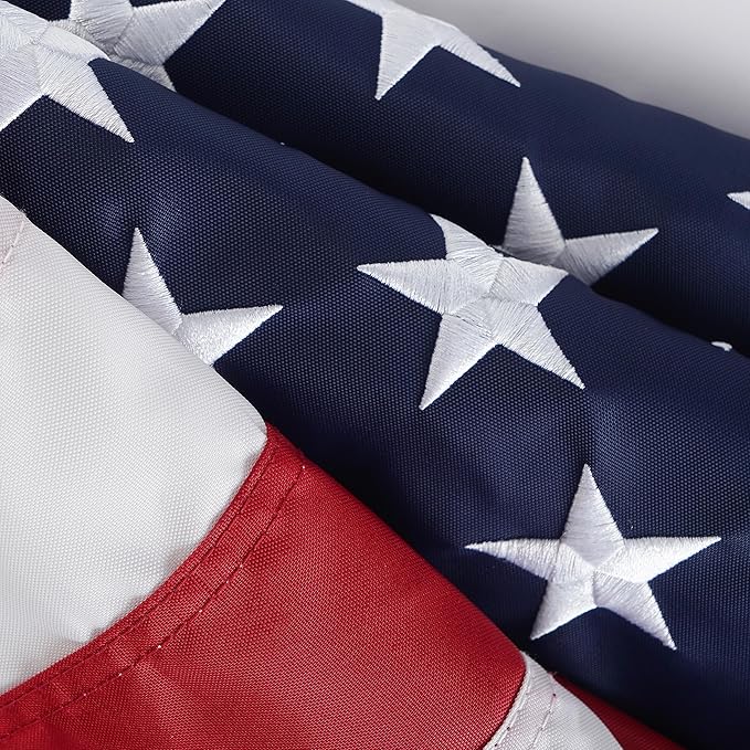 SYII American Flag 30x60 Ft TearProof Series for Outside, Heavy Duty Tough Spun All Weather US Flag for High Wind, Embroidered Stars Sewn Stripes and Brass Grommets