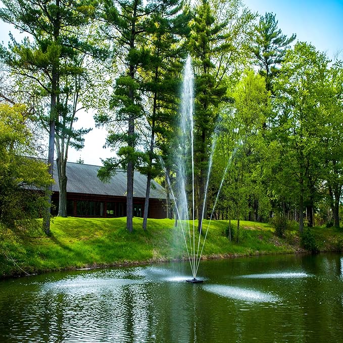 Scott Aerator Clover Big Shot Fountain - 1/2 HP 230V Pond Aerator with 70 ft. Electric Cord |Efficient Pond Aeration System | Aerating Fountain for Lakes & Ponds |Decorative Pond Fountain
