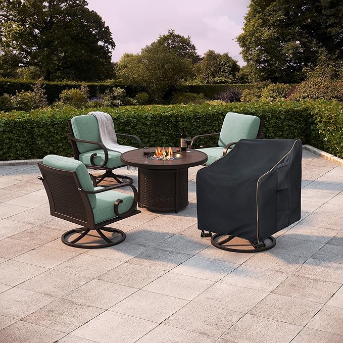 Outdoor Swivel Rocker Chair Cover 2 Pack,Patio Swivel Chair Covers for Outdoor Furniture,Rocking Chair Covers Waterproof (27.5W x 32.5D x 39H Inch) Black