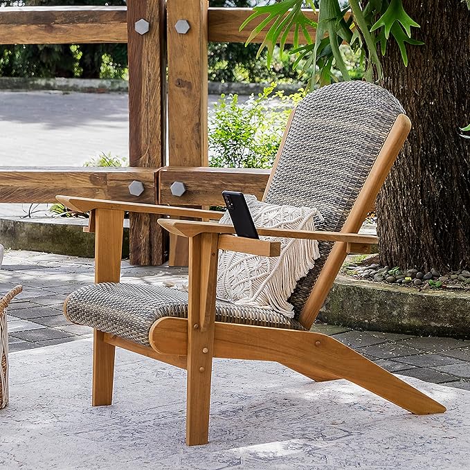 Cambridge Casual Auburn Teak Wood Padded Woven Seat Patio Conversation Set, 4 Piece