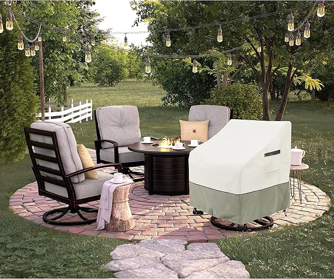 Outdoor Swivel Lounge Chair Cover 2 Pack,(35 W x 37 D x 38.5 H inches) 100% Waterproof Heavy Duty Outdoor Chair Covers,Patio Furniture Cover for Swivel Patio Chair,Beige