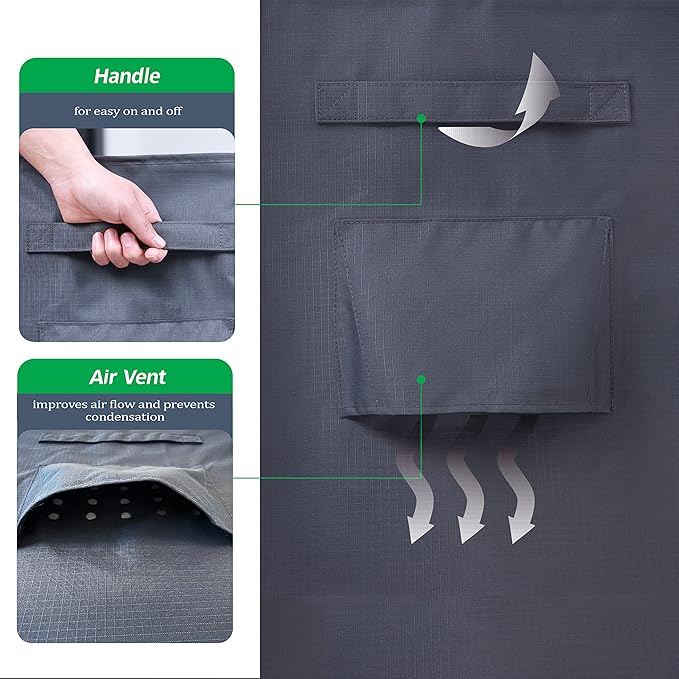 F&J Outdoors Outdoor Patio Furniture Covers, Waterproof UV Resistant Anti-Fading Cover for Small Round Table Chairs Set, Grey, 62 inch Diameter